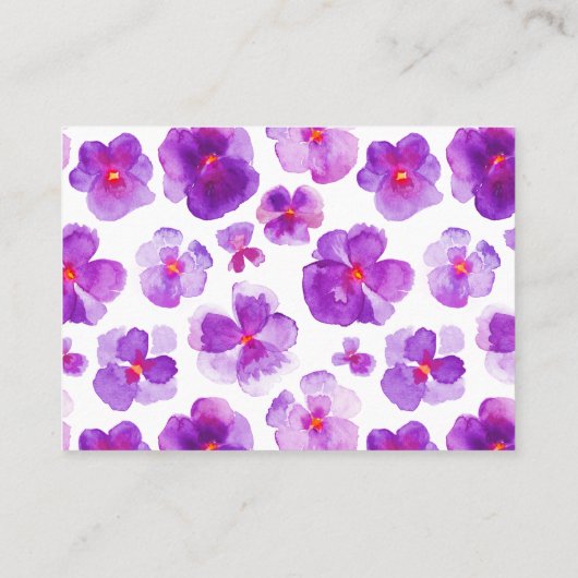 Paarse waterverf bloemengast plaats kaarten plaatskaartje (Achterkant)