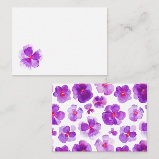 Paarse waterverf bloemengast plaats kaarten plaatskaartje (Voorkant / Achterkant)