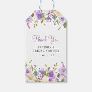 Paarse waterverf bloemenvrijgezellenfeest cadeaulabel