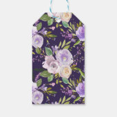 Paarse waterverf bloemenvrijgezellenfeest cadeaulabel (Achterkant)