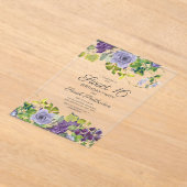 Paarse Waterverf Bloemenwijnstokken zoet 16 Acryl Uitnodigingen (Laagn)