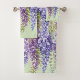 Paarse waterverf bloemenwisteria lila botanisch bad handdoek