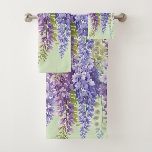 Paarse waterverf bloemenwisteria lila botanisch bad handdoek (Insitu)