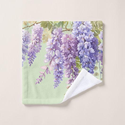 Paarse waterverf bloemenwisteria lila botanisch bad handdoek (Wasdoekje)