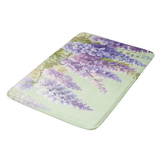 Paarse waterverf bloemenwisteria lila botanisch badmat (Gekanteld)