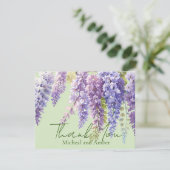 Paarse waterverf bloemenwisteria lila botanisch bedankkaart (Staand voorkant)