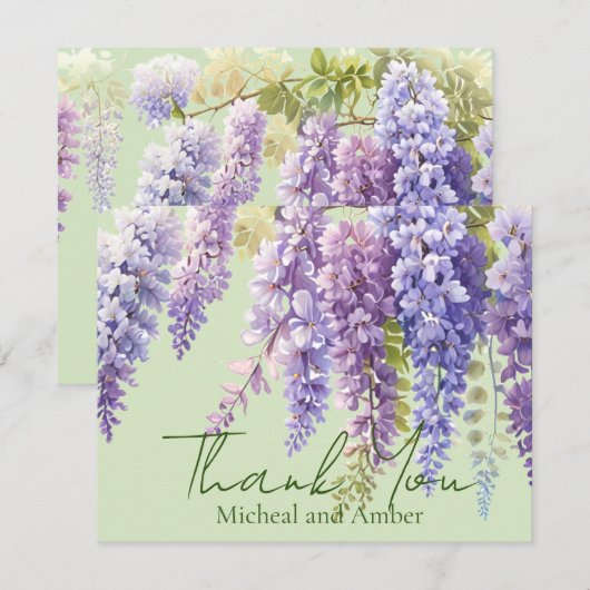 Paarse waterverf bloemenwisteria lila botanisch bedankkaart (Voorkant / Achterkant)