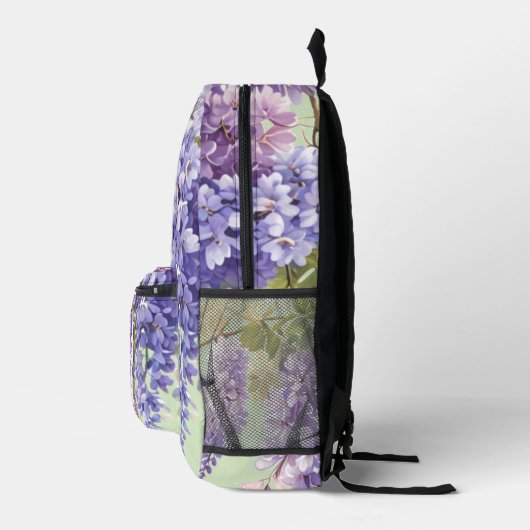 Paarse waterverf bloemenwisteria lila botanisch bedrukte rugzak (Rechts)