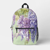 Paarse waterverf bloemenwisteria lila botanisch bedrukte rugzak (Voorkant)