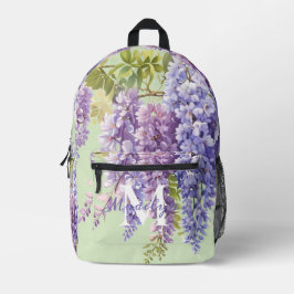 Paarse waterverf bloemenwisteria lila botanisch bedrukte rugzak