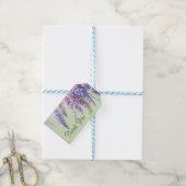 Paarse waterverf bloemenwisteria lila botanisch cadeaulabel (Met Touw)