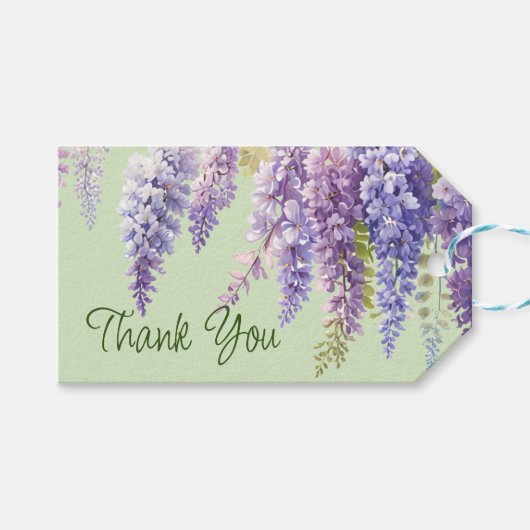 Paarse waterverf bloemenwisteria lila botanisch cadeaulabel (Voorkant (Horizontaal))