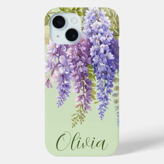Paarse waterverf bloemenwisteria lila botanisch Case-Mate iPhone case (Achterkant)