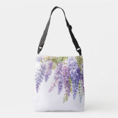 Paarse waterverf bloemenwisteria lila botanisch crossbody tas (Achterkant)