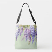 Paarse waterverf bloemenwisteria lila botanisch crossbody tas (Achterkant)
