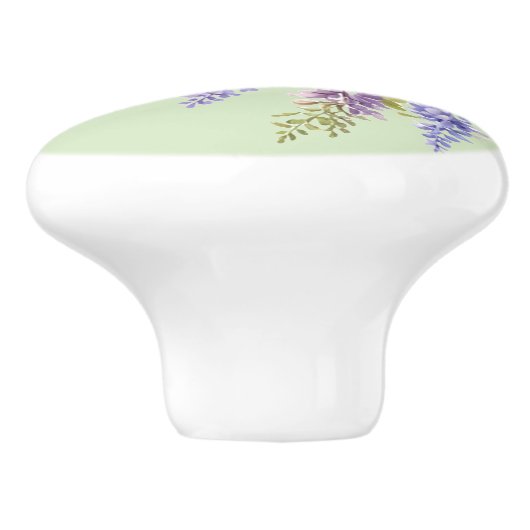 Paarse waterverf bloemenwisteria lila botanisch keramische knop (Zijkant)