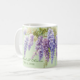 Paarse waterverf bloemenwisteria lila botanisch koffiemok