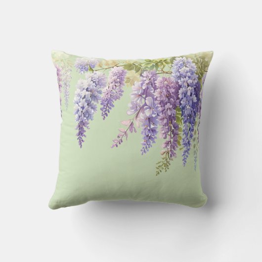Paarse waterverf bloemenwisteria lila botanisch kussen (Achterkant)