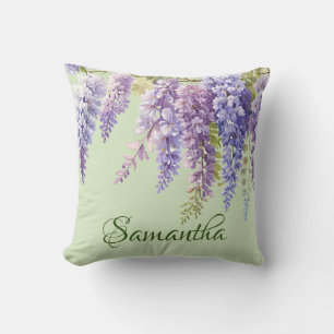 Paarse waterverf bloemenwisteria lila botanisch kussen