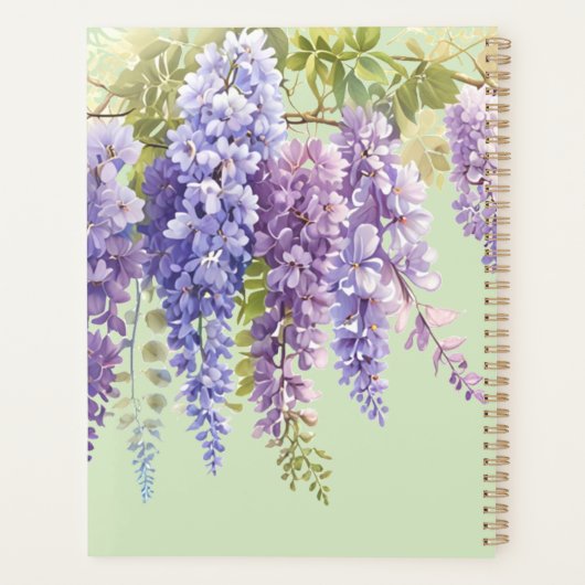 Paarse waterverf bloemenwisteria lila botanisch planner (Achterkant)