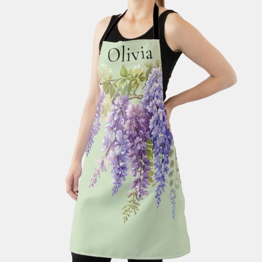 Paarse waterverf bloemenwisteria lila botanisch schort (Insitu)