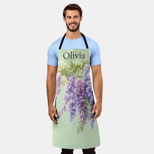 Paarse waterverf bloemenwisteria lila botanisch schort (Gedragen)