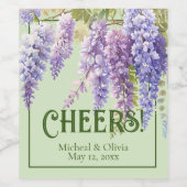 Paarse waterverf bloemenwisteria lila botanisch wijn etiket (Enkel label)