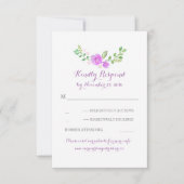paarse waterverf bloemetjes bruiloft RSVP kaarten (Voorkant)