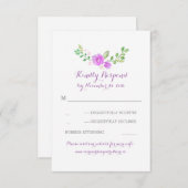 paarse waterverf bloemetjes bruiloft RSVP kaarten (Voorkant / Achterkant)