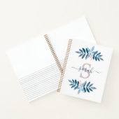 Paarse waterverf bloemige monogram notitieboek (Binnen)