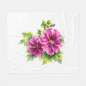 Paarse waterverf bloemillustratie fleece deken (Voorkant (Horizontaal))