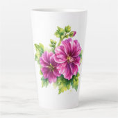 Paarse waterverf bloemillustratie latte mok (Voorkant)