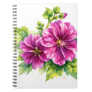 Paarse waterverf bloemillustratie notitieboek