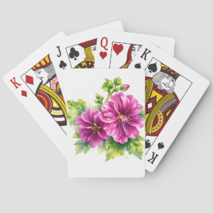 Paarse waterverf bloemillustratie pokerkaarten