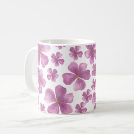 Paarse waterverf bloempatroon koffiemok