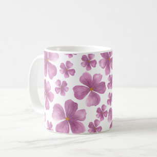 Paarse waterverf bloempatroon koffiemok