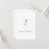 Paarse Waterverf bloemstengel Kaart (Voorkant / Achterkant in situ)