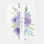 Paarse waterverf bloemstuk gepersonaliseerd fleece deken (Voorkant)