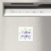 Paarse waterverf bloemstuk gepersonaliseerd magneet (Insitu (Vaatwasser))