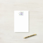 Paarse waterverf bloemstuk gepersonaliseerd post-it® notes (Op bureau)