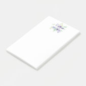 Paarse waterverf bloemstuk gepersonaliseerd post-it® notes (Schuin)