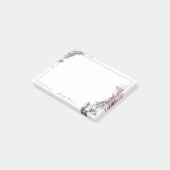 Paarse waterverf bloemstuk gepersonaliseerd post-it® notes (Schuin)