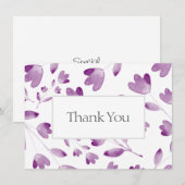 Paarse Waterverf Bloemvlakken Bedankkaart (Voorkant / Achterkant)