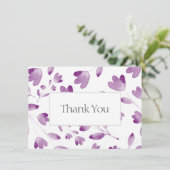 Paarse Waterverf Bloemvlakken Bedankkaart (Staand voorkant)