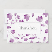 Paarse Waterverf Bloemvlakken Bedankkaart (Voorkant)