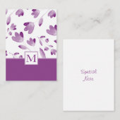 Paarse Waterverf Bloemvlakken Notitiekaartje (Voorkant / Achterkant)