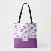 Paarse Waterverf Bloemvlakken Tote Bag (Voorkant)