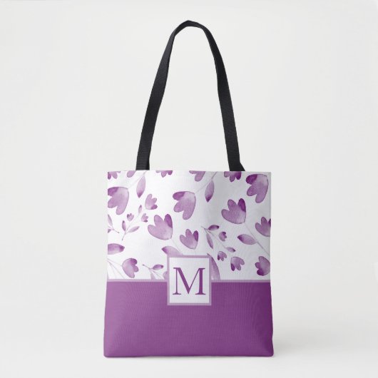 Paarse Waterverf Bloemvlakken Tote Bag (Voorkant)