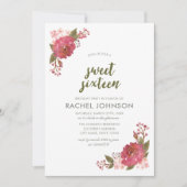 Paarse Waterverf bloemzoet zestien jaar Kaart (Voorkant)