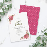 Paarse Waterverf bloemzoet zestien jaar Kaart<br><div class="desc">Deze Waterverf Floral Sweet 16 Verjaardagsfeestuitnodiging heeft paarse en perzikbloemen, groene bladeren, de woorden "Sweet Sixteen" in trendy groen penseelschrift en kaart heeft een paarse achterkant. Het is een perfecte uitnodiging voor een lente- of zomerfeest. Bekijk hier overeenkomende objecten zoals stickers en postzegels https://www.zazzle.com/collections/119859477642512460?rf=238364477188679314 Personaliseer het met uw gegevens door...</div>